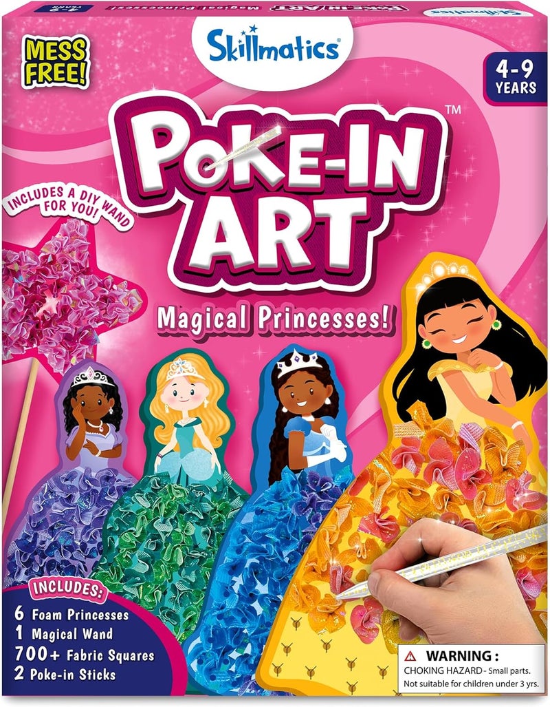 Skillmatics Poke-in Art - Magical Princesses, Mess-Free Fun for Kids, DIY Wood Craft Kits, Creative Activity, Gifts for Girls & Boys Ages 4, 5, 6, 7, 8, 9 - Image 1